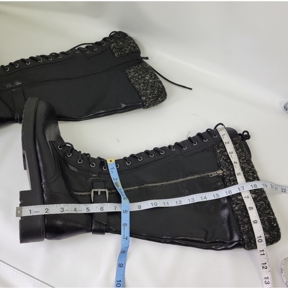 TORRID Black Faux Leather Sweater-Trimmed Knee-High Combat Boot Sz 12 - Picture 10 of 10